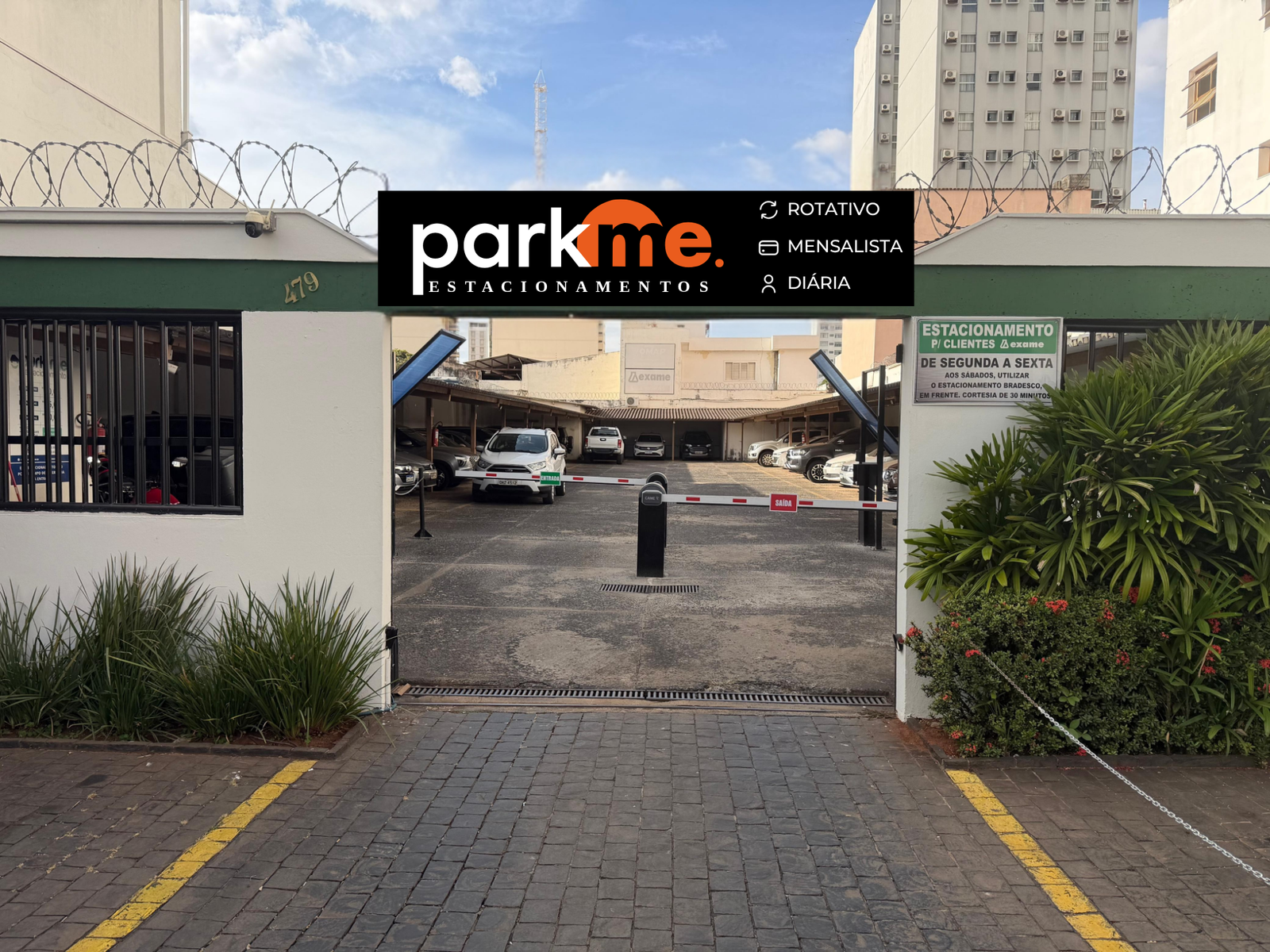 Fachada da unidade central da Park.me — R. Olegário Maciel, 479, Centro, Uberlândia – MG